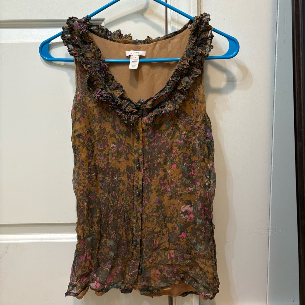 Earthy J Crew silk blouse